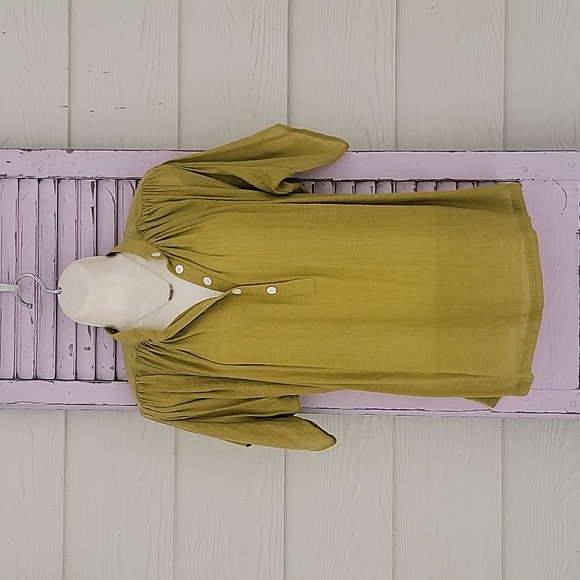💗 P CILL Short Sleeve S Blouse S Top Chartreuse S - Picture 1 of 9